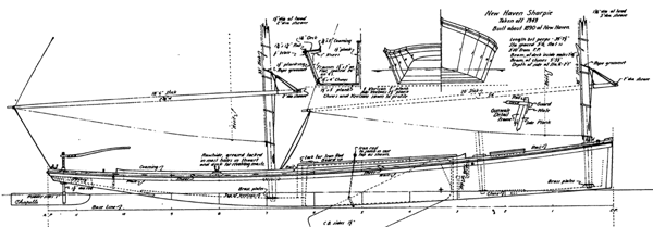 Plan of typical New Haven sharpie showing design and construction.